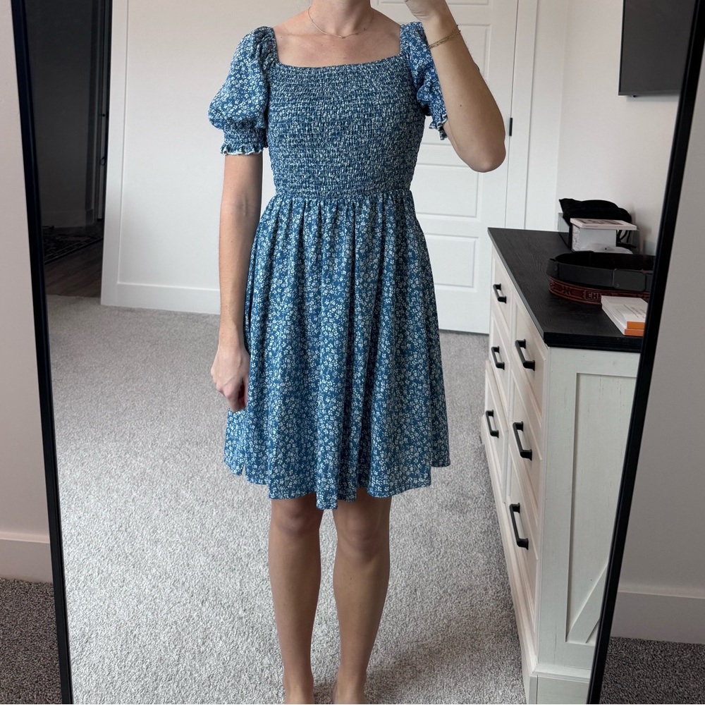 Blue Floral Women's Dress